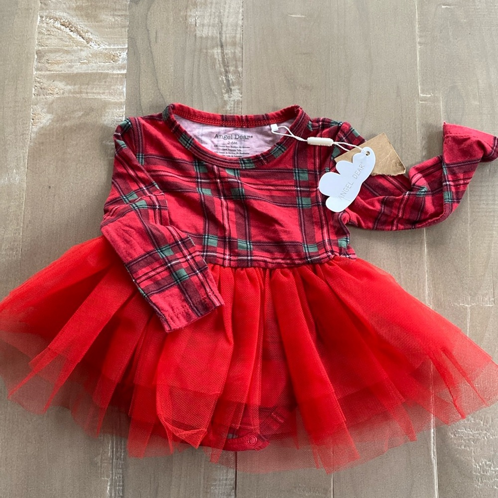 L/S TUTU BODYSUIT - VINTAGE HOLIDAY PLAID